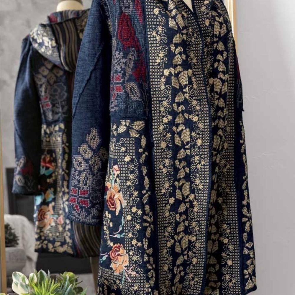 Paparazzi Womens Multicolor Floral Embroidered Knitted Cardigan Sweater Size L - Picture 2 of 13